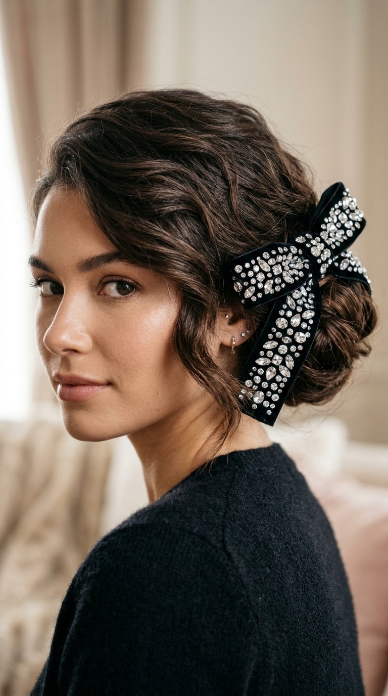 Crystal-Encrusted Velvet Ribbon
