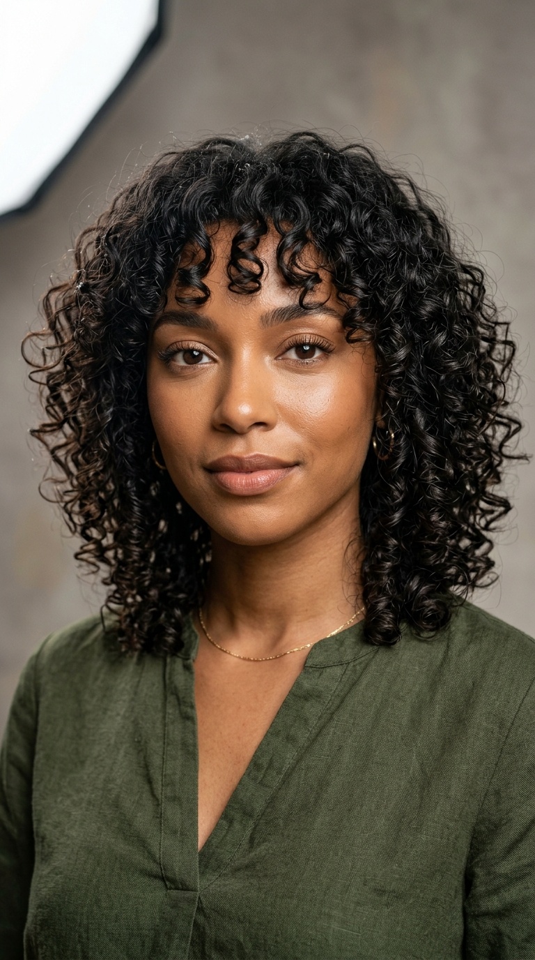 Curly Bangs and Tapered Ends