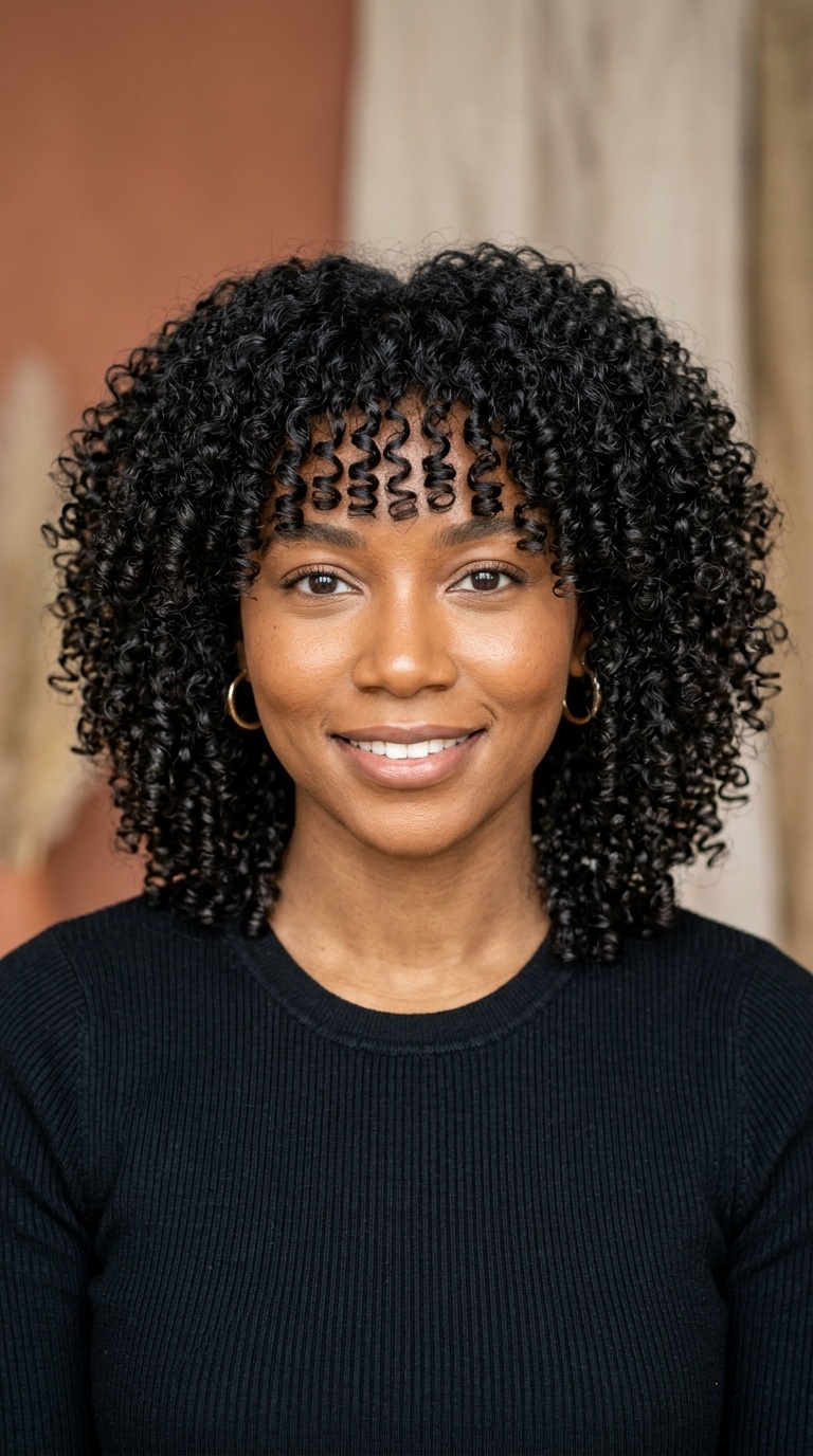 Curly Bangs with Layers