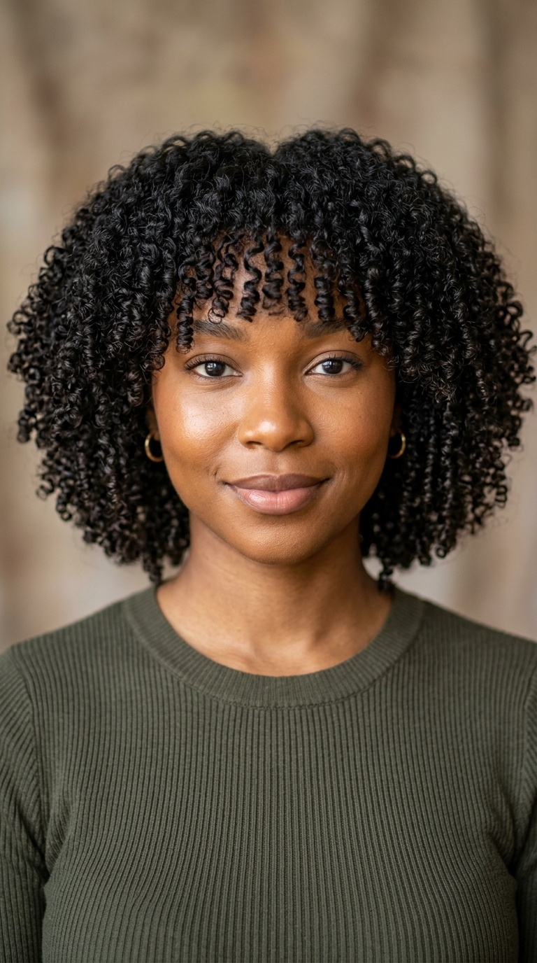 Curly Bob with Bangs