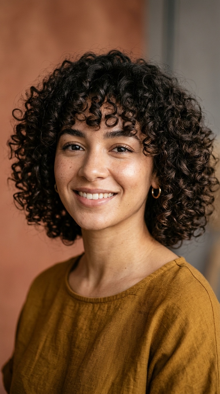 Curly Bob with Bangs