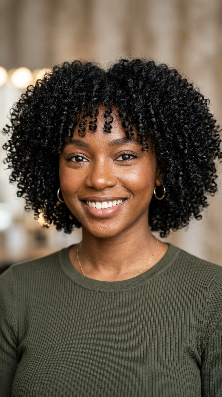Curly Bob with Soft Fringe