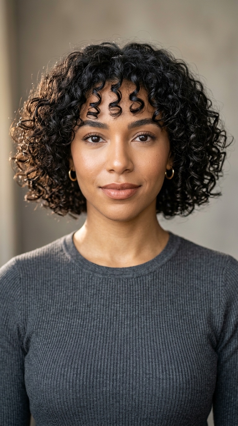 Curly Chin-Length Bob