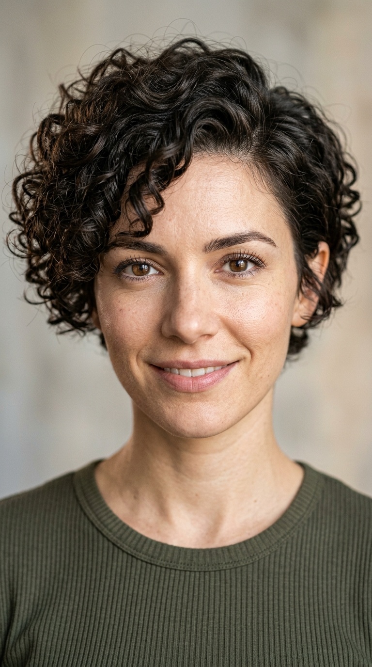 Curly Crop with Side Part