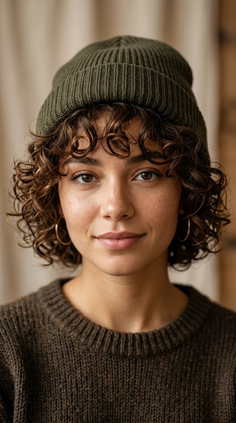 Curly Curtain Bangs