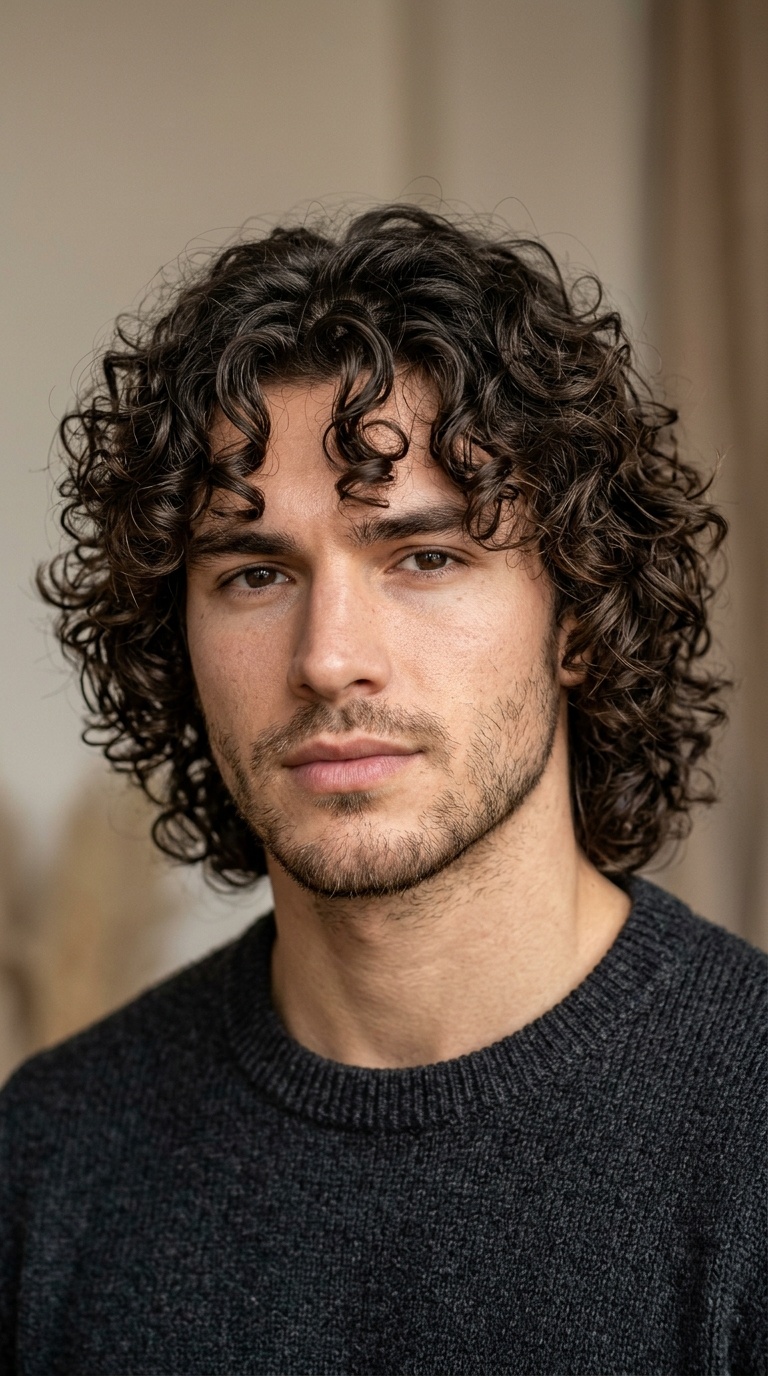 Curly Curtain Bangs