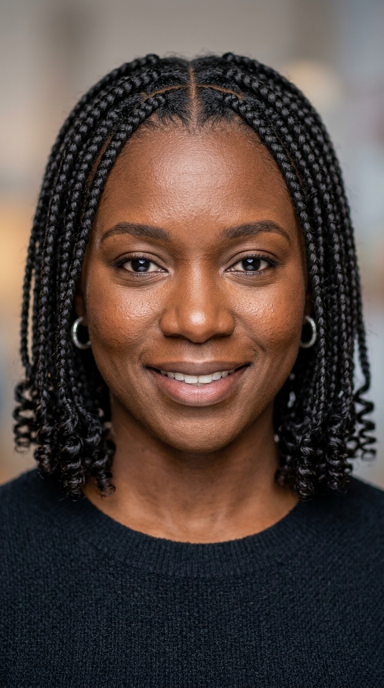 Curly-Ended Short Braids