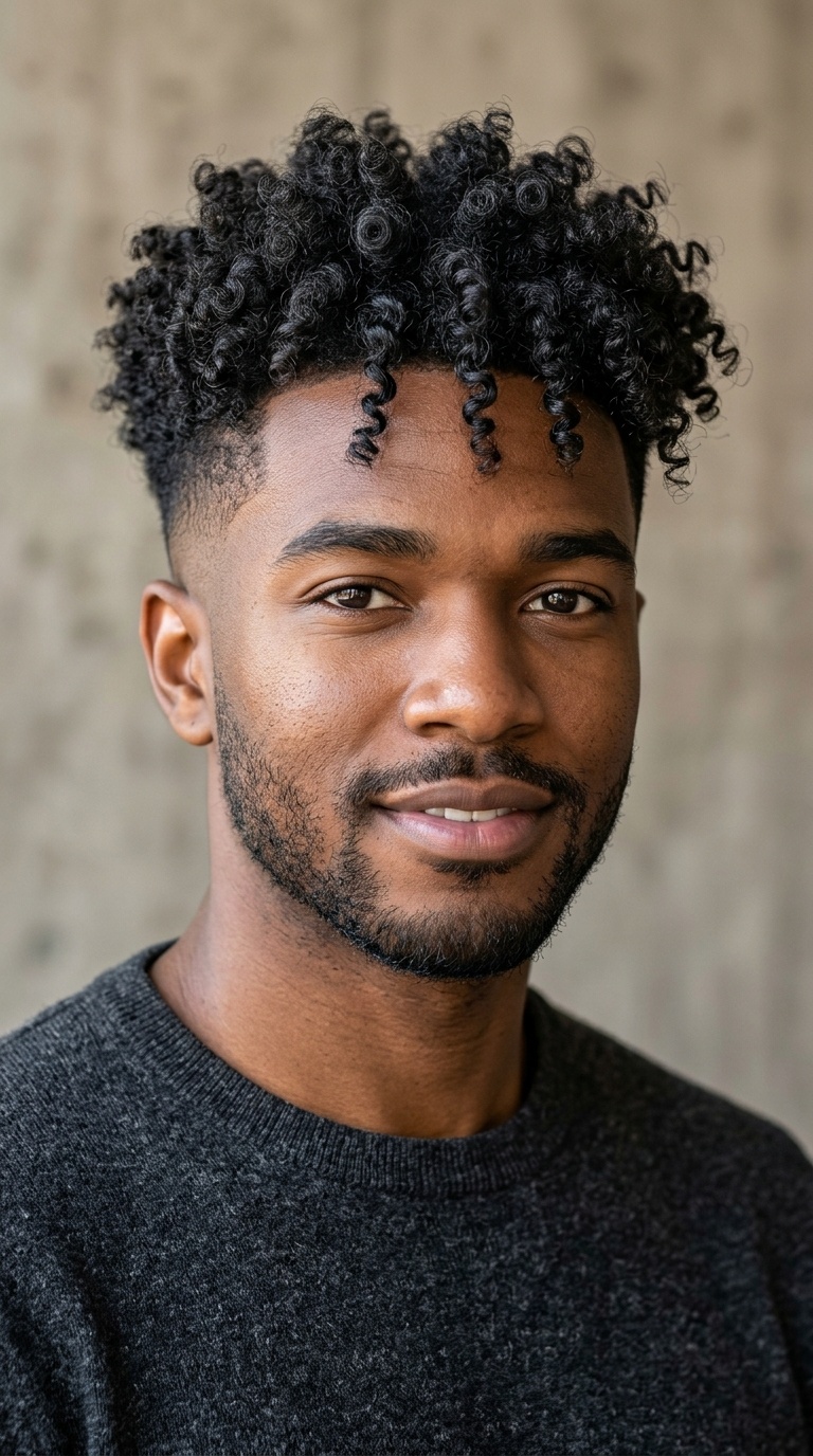 Curly Fade with Textured Length