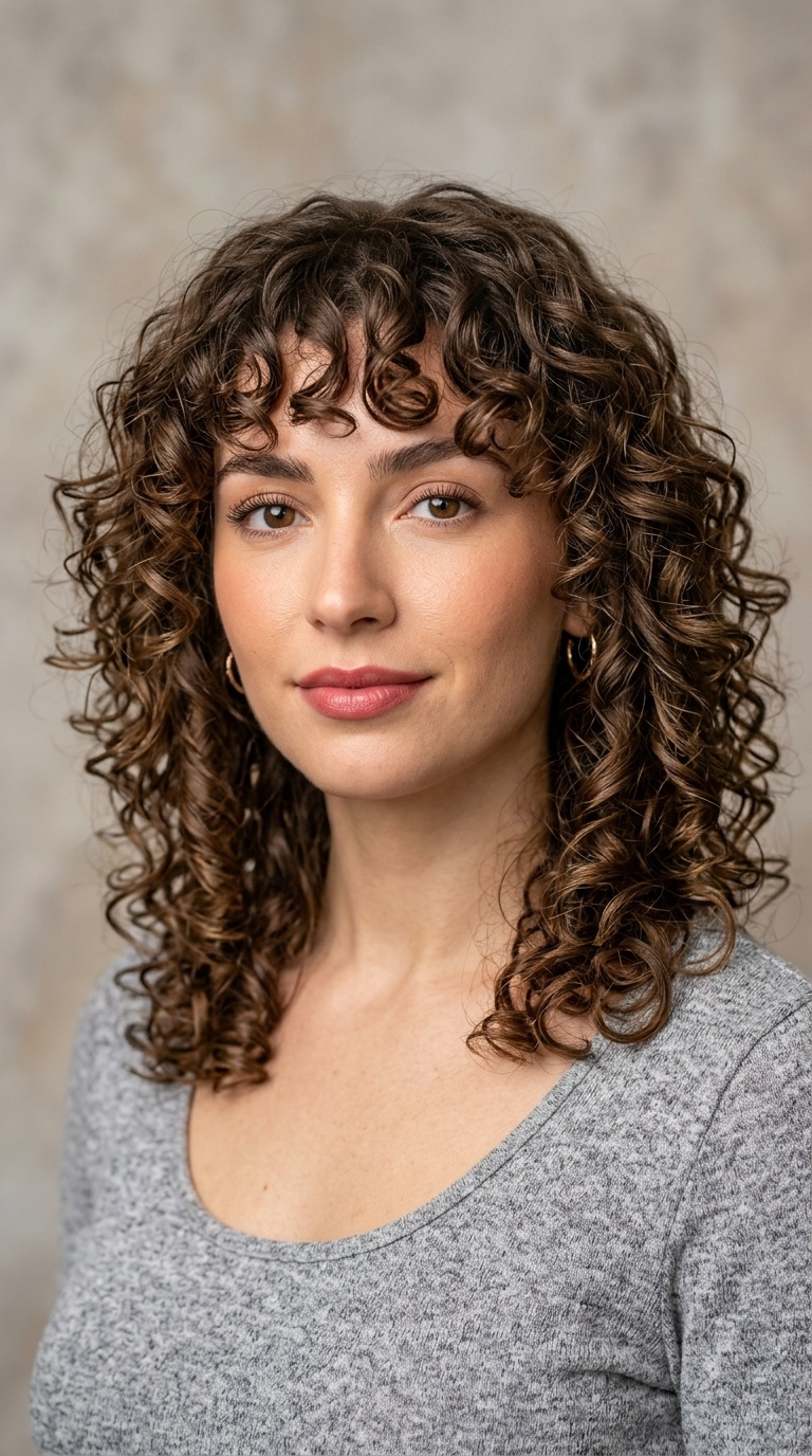 Curly Layers with Curly Bangs