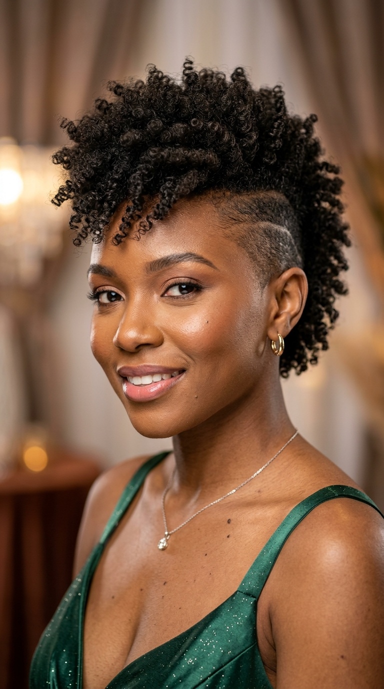 Curly Mohawk with Shaved Sides