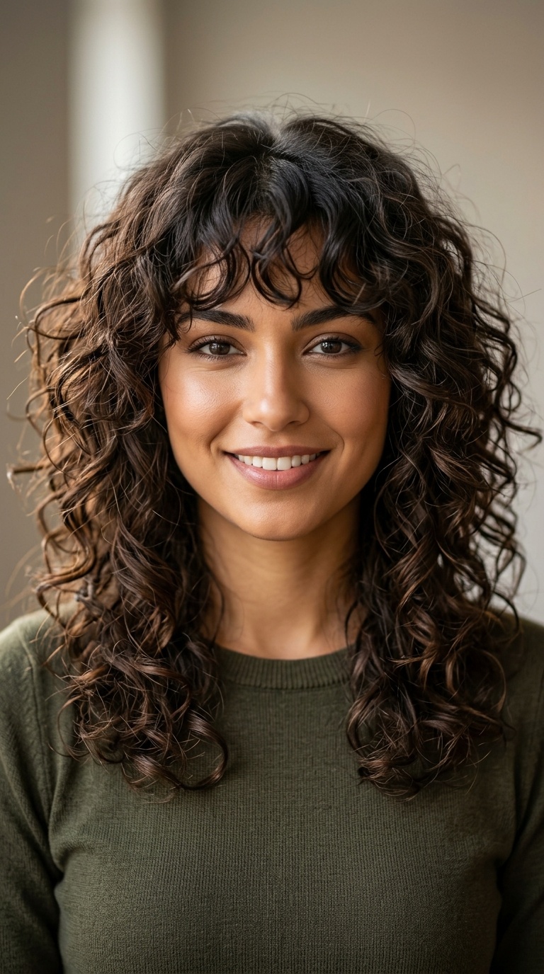 Curly Shag with Bangs