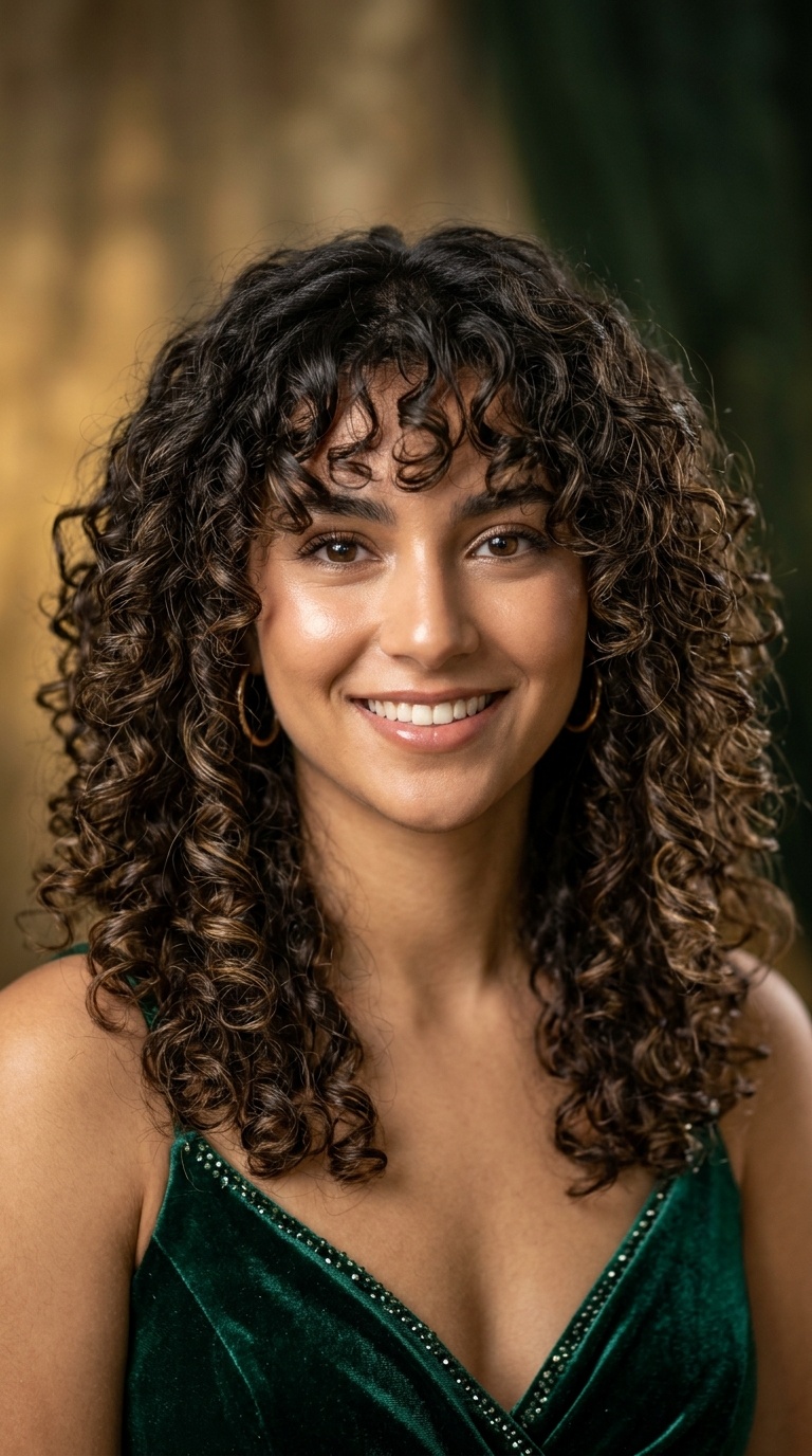 Curly Shag with Curtain Bangs