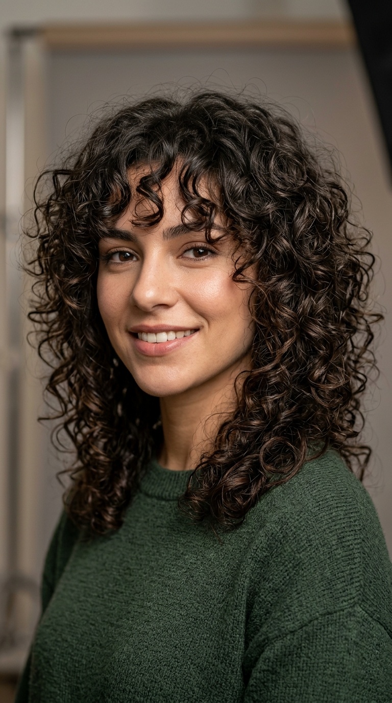 Curly Shag with Face-Framing Tendrils