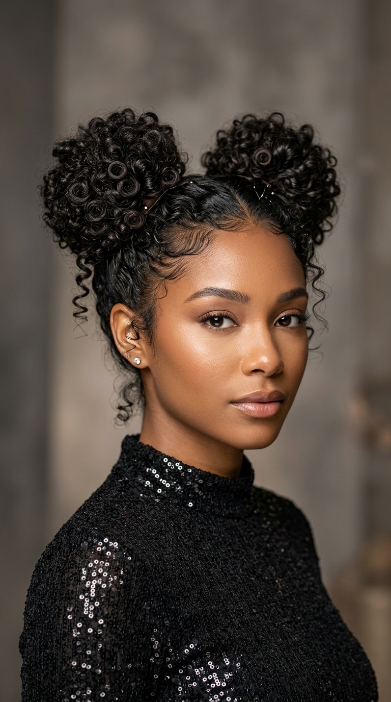 Curly Space Bun Updo