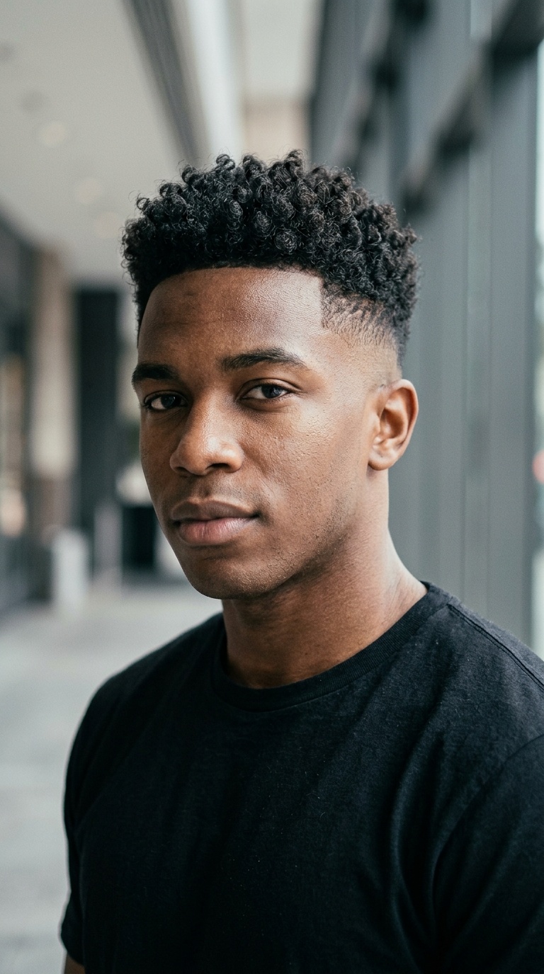 Curly Top with Drop Fade