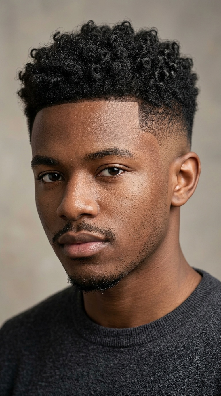 Curly Top with High Fade