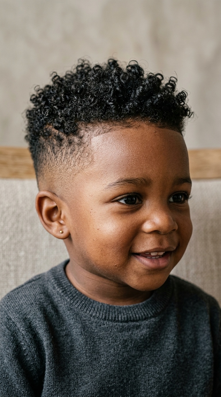 Curly Top with High Fade