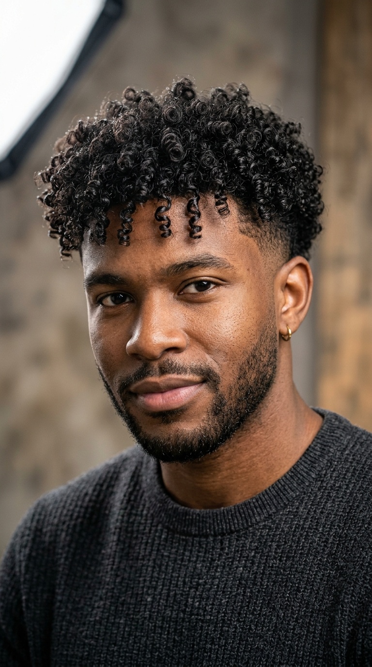 Curly Top with Low Drop Fade