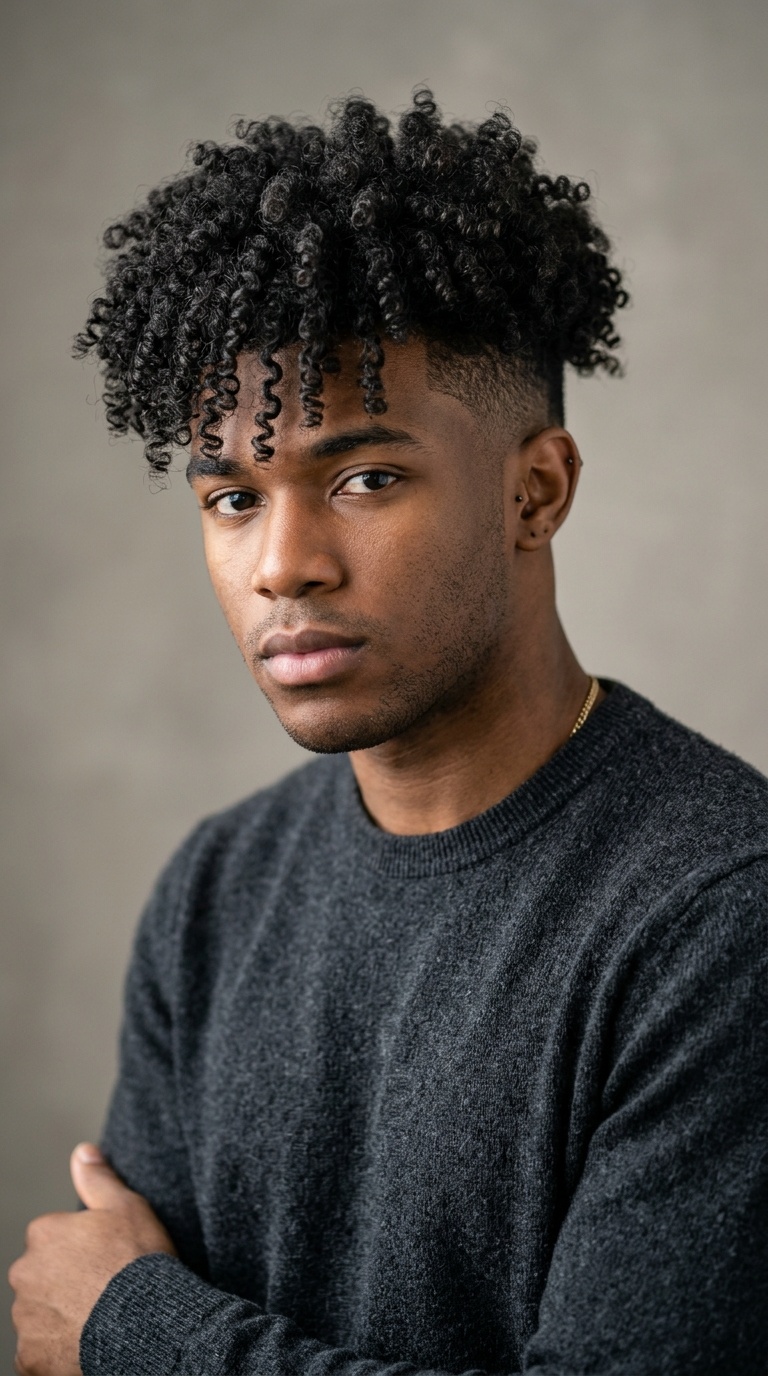 Curly Undercut with Long Top