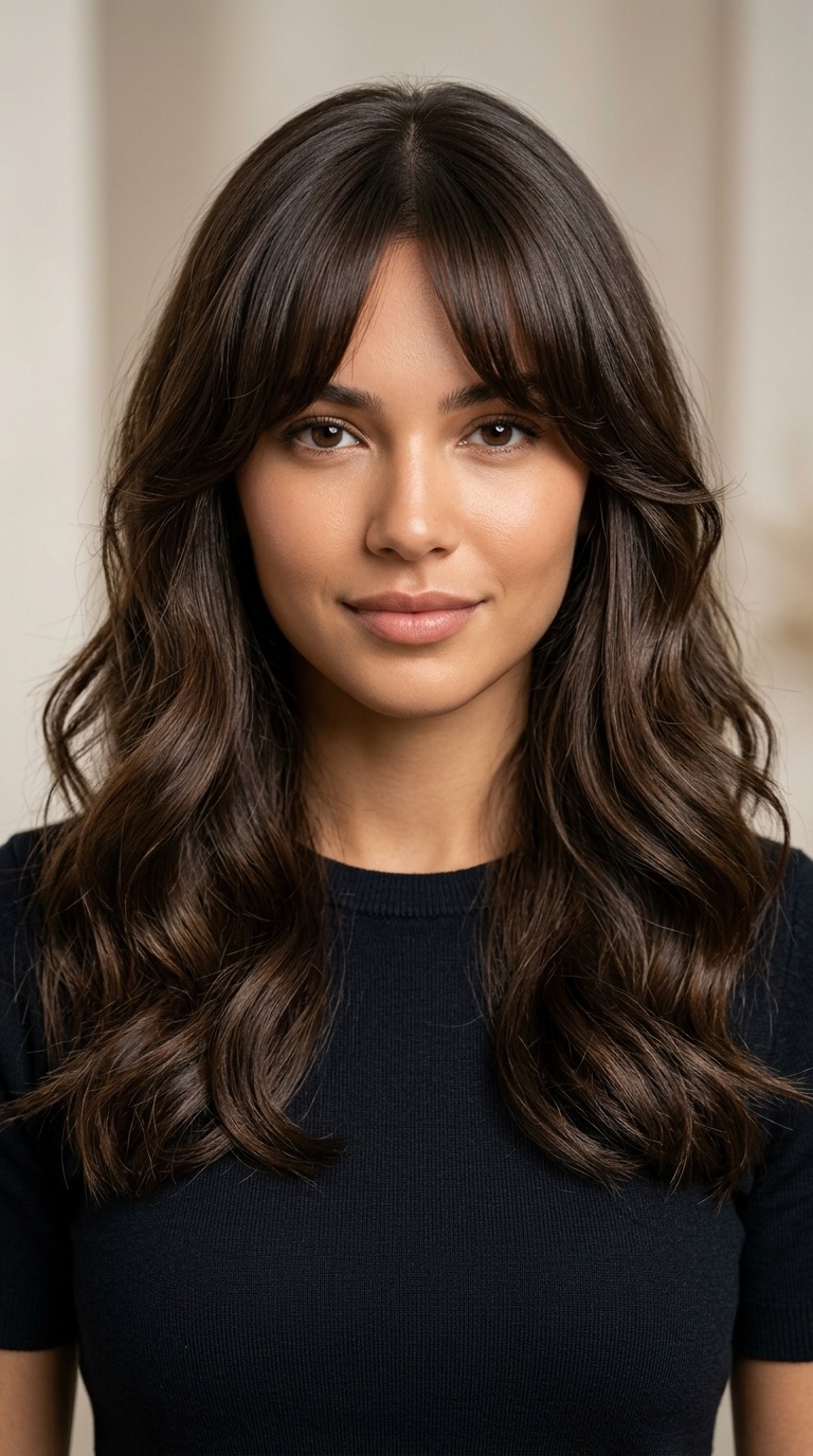 Curtain Bangs with Cascading Waves