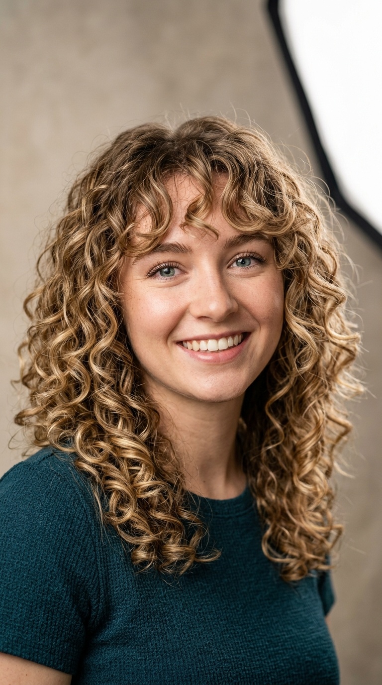 Curtain Bangs with Curls