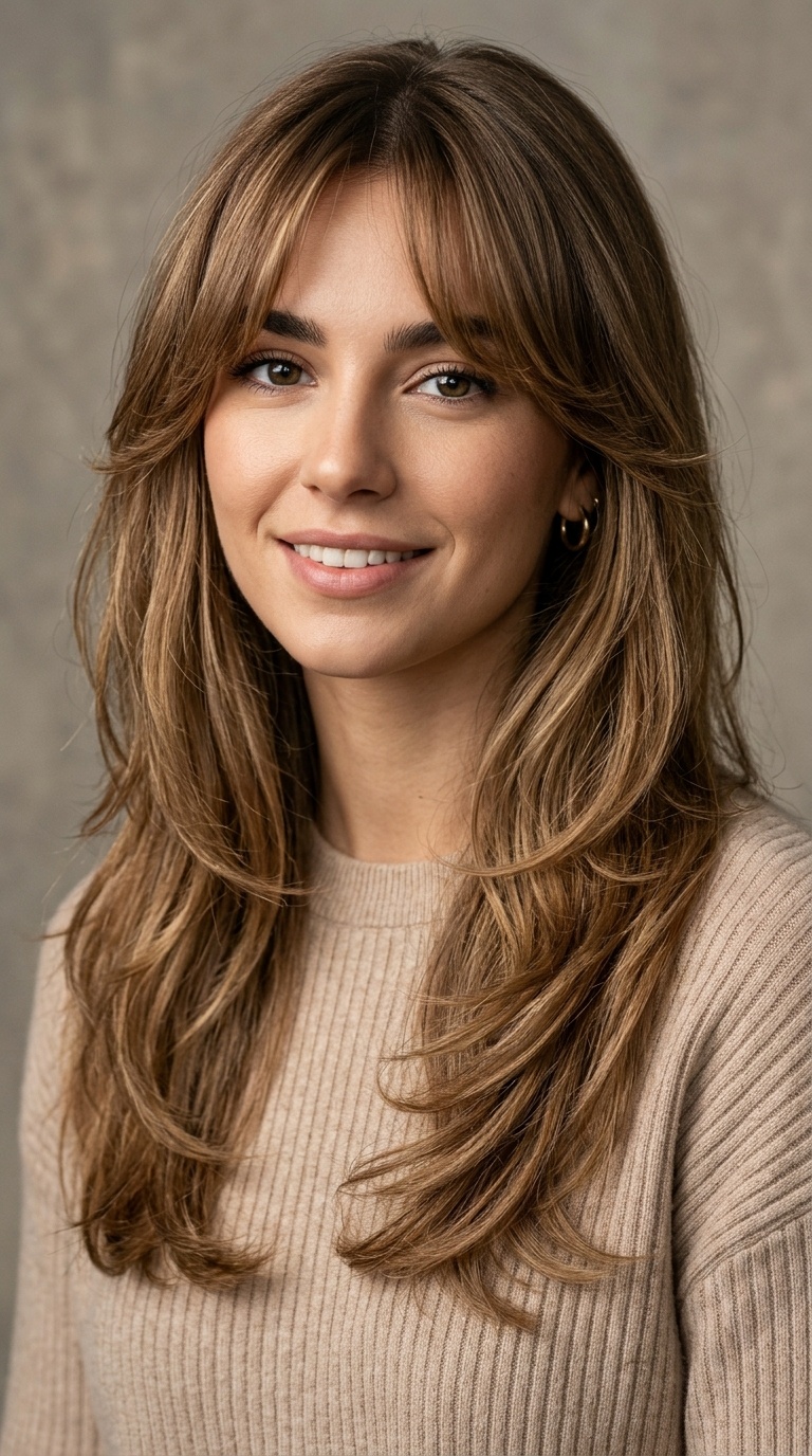 Curtain Bangs with Long Layers