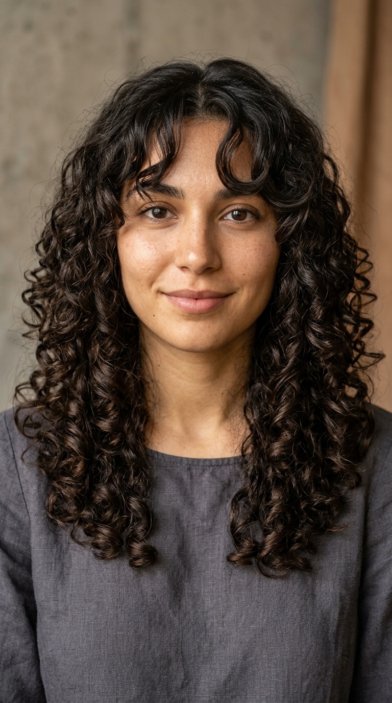 Curtain Bangs with Mid-Length Layers