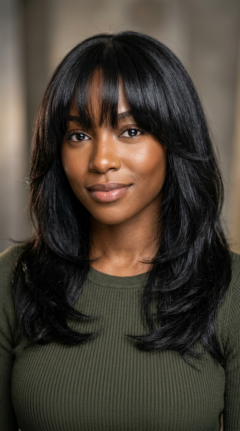 Curtain Bangs with Silky Layers