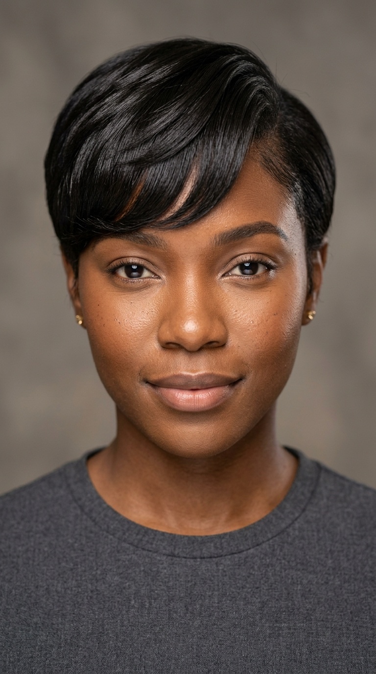 Curved Bangs Pixie