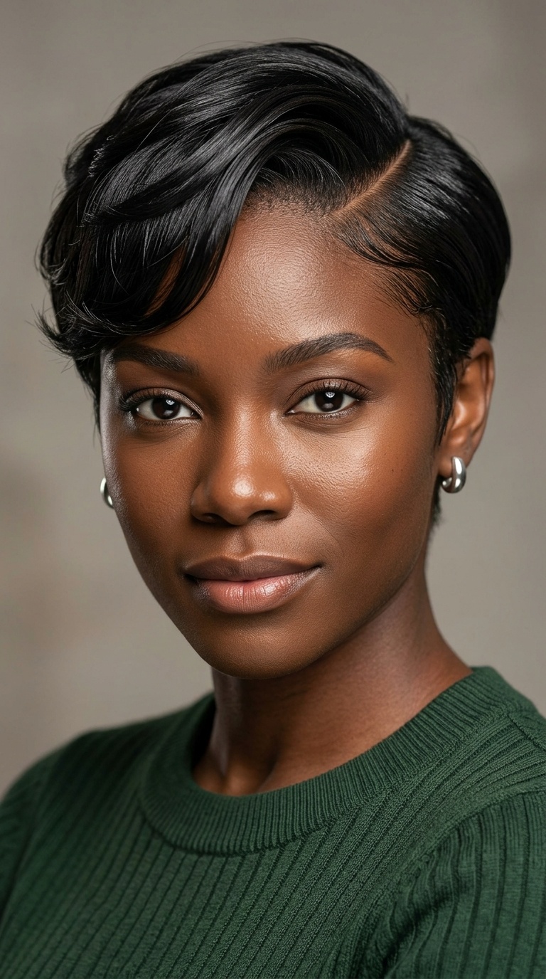 Curved Part Pixie Cut
