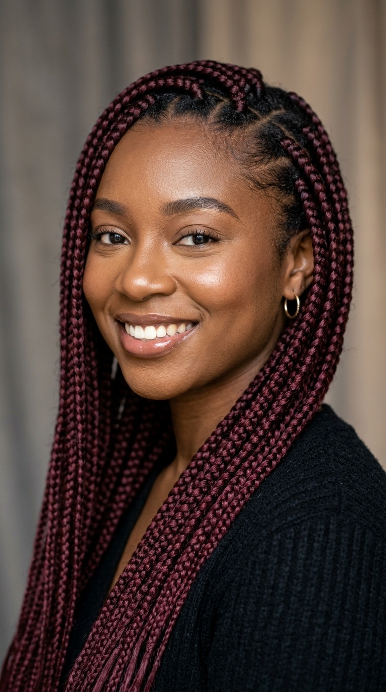 Dark Cherry Knotless Braids