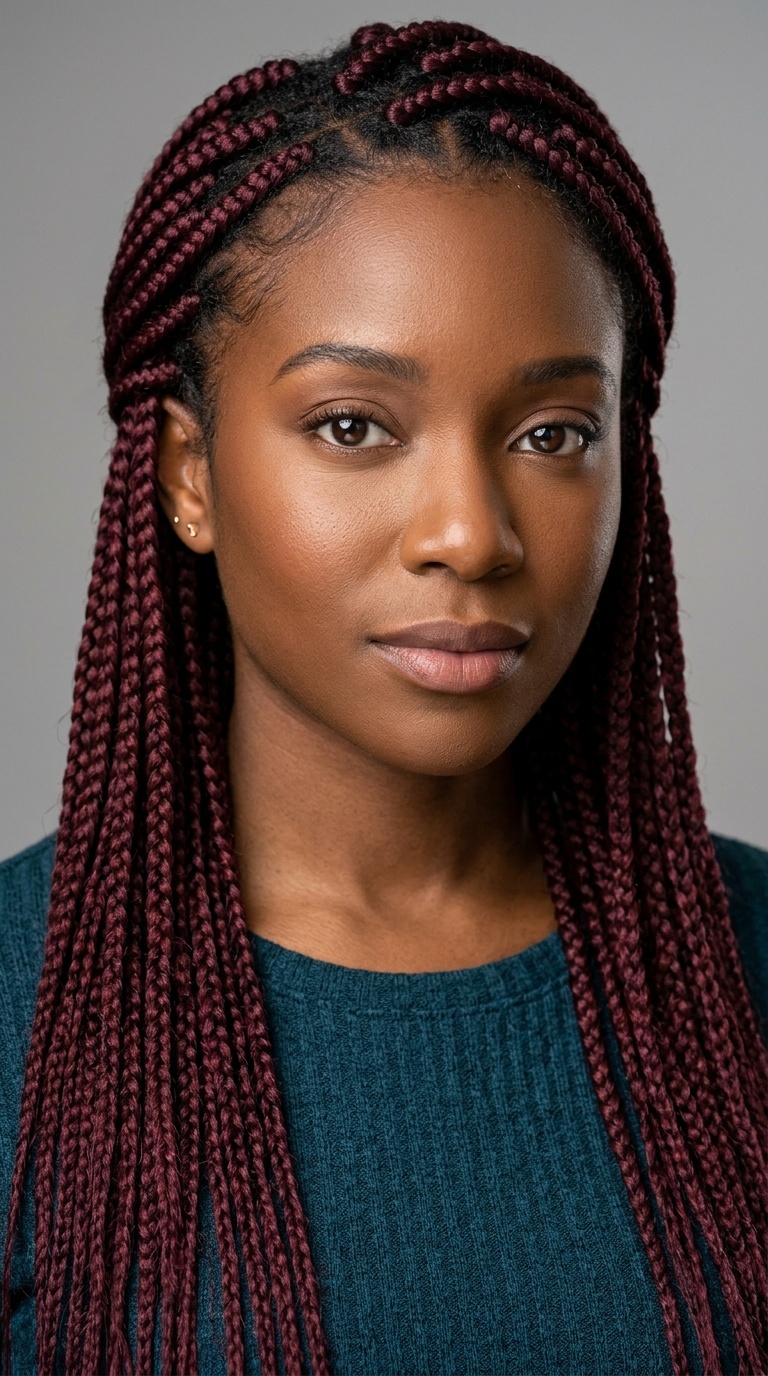 Deep Burgundy Box Braids