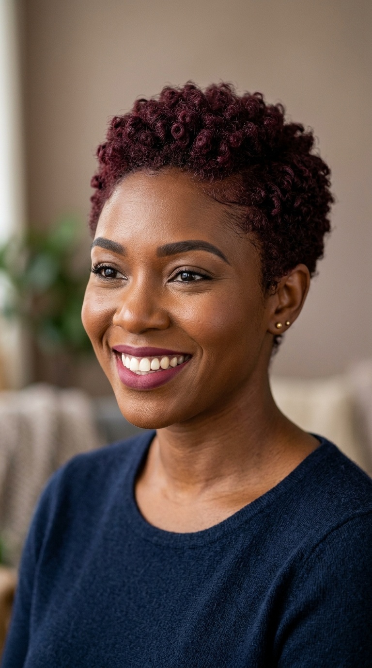 Deep Burgundy Cropped Pixie