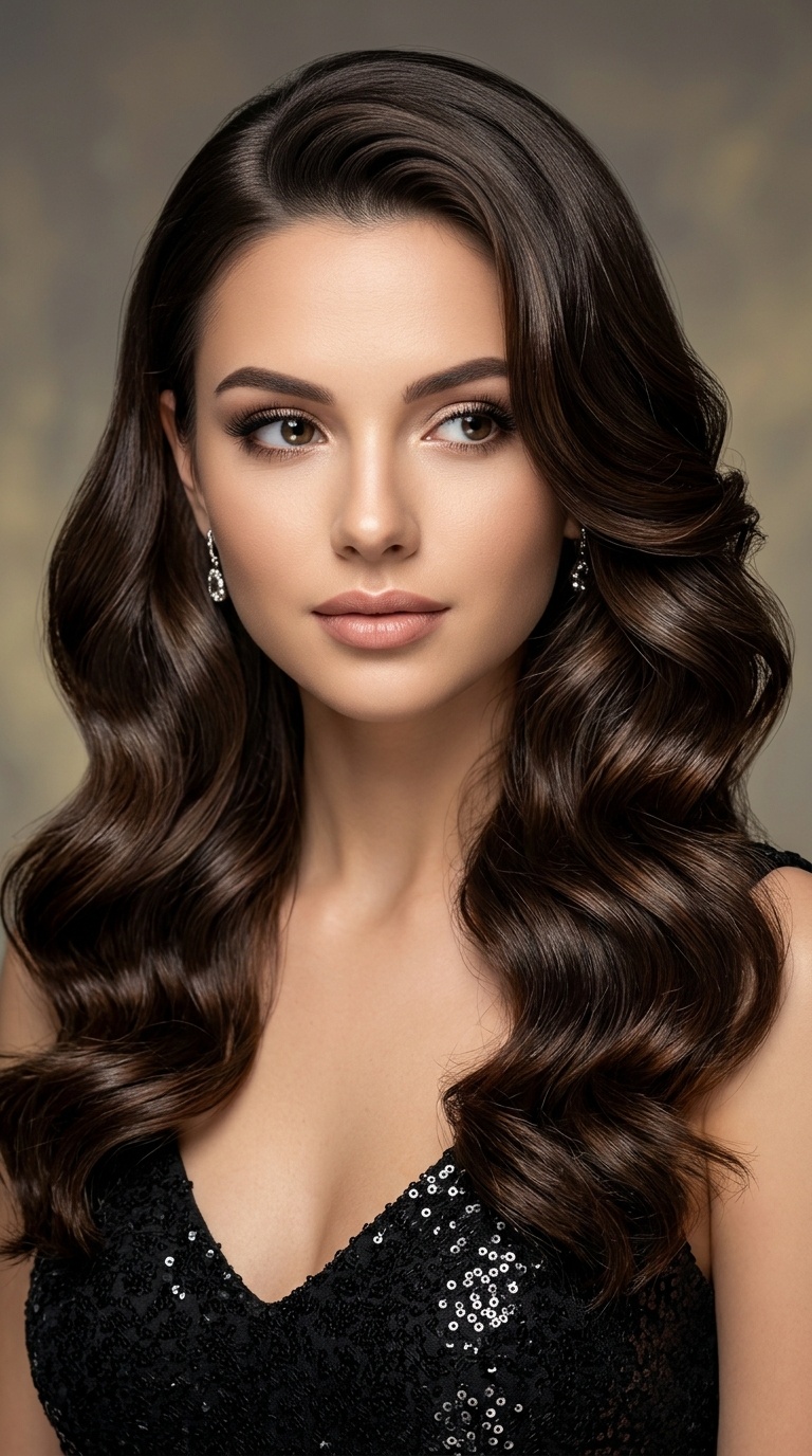 Deep Side Part Glam Waves