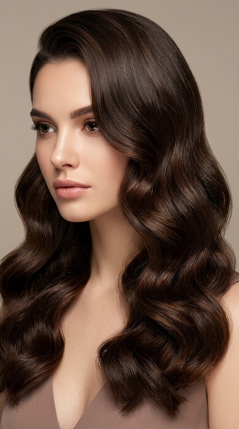 Deep Side Part Glamour Waves