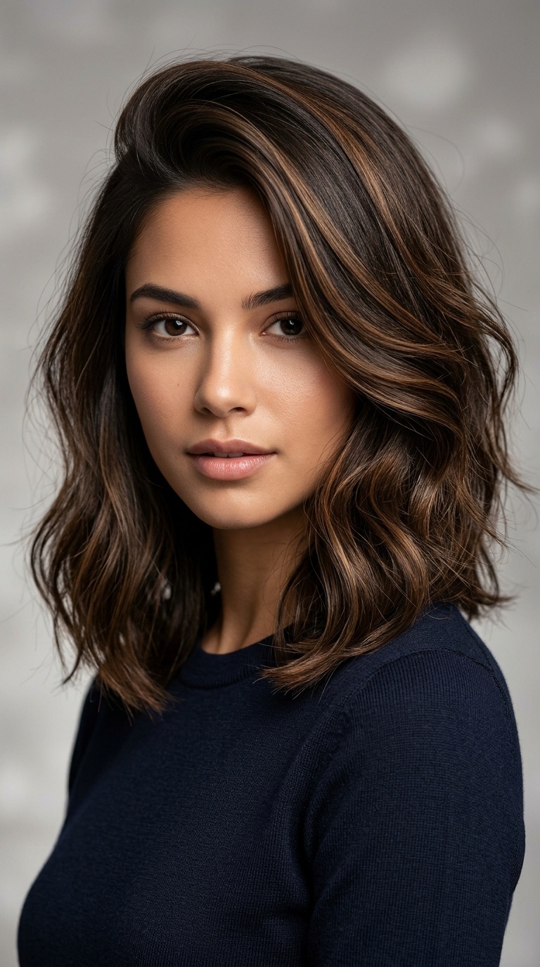 Deep Side Part Long Bob