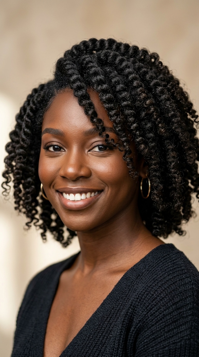 Deep Side-Part Twist Out