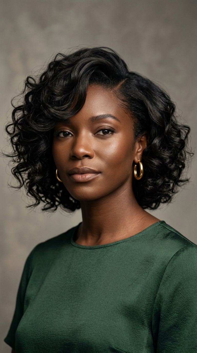 Deep Side Part Voluminous Bob