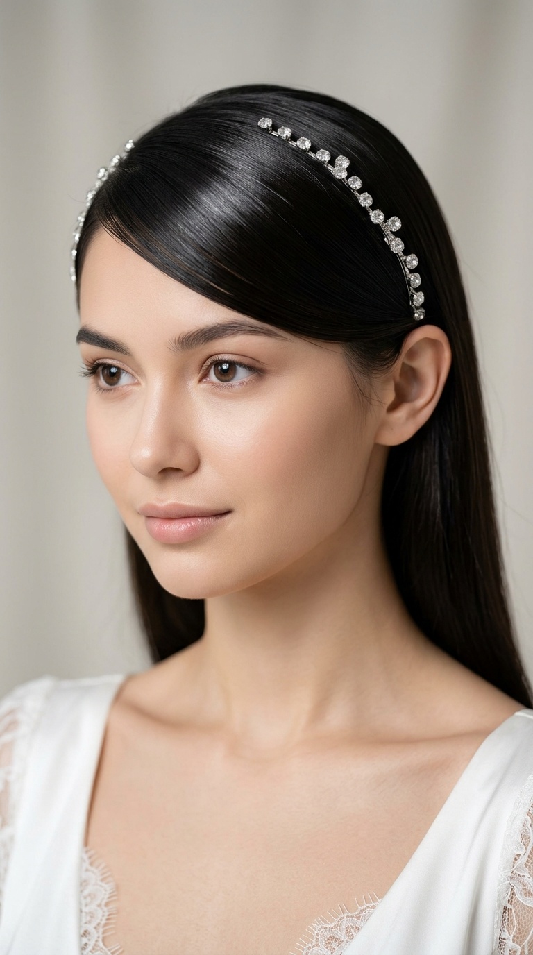 Deep Side Part with Crystal Clips