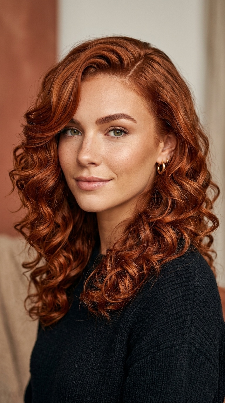 Deep Side Part with Curls