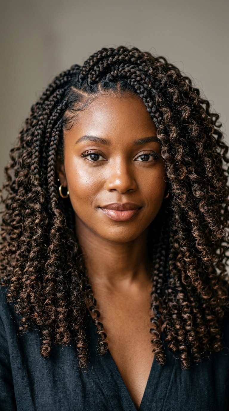 Deep Side Part with Curly Volume