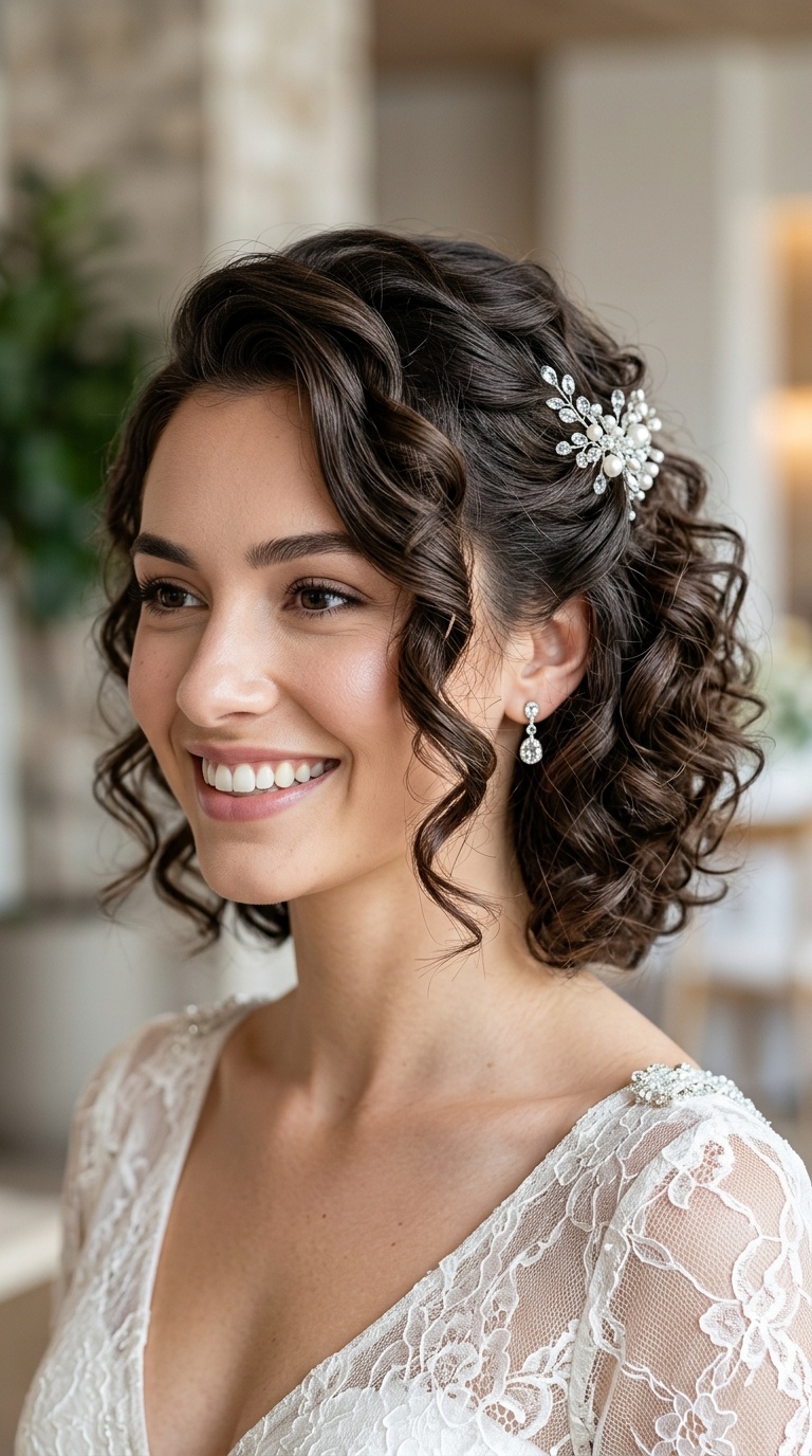 Deep Side Part with Defined Curls