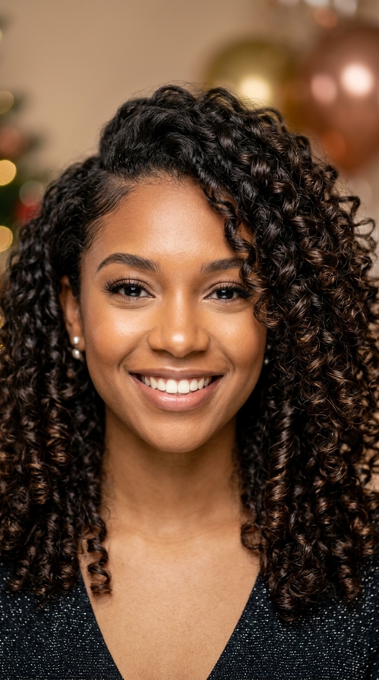 Deep Side Part with Defined Ringlets