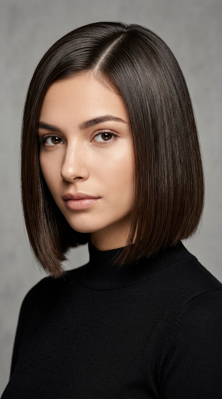 Deep Side Part with Flat Iron Finish