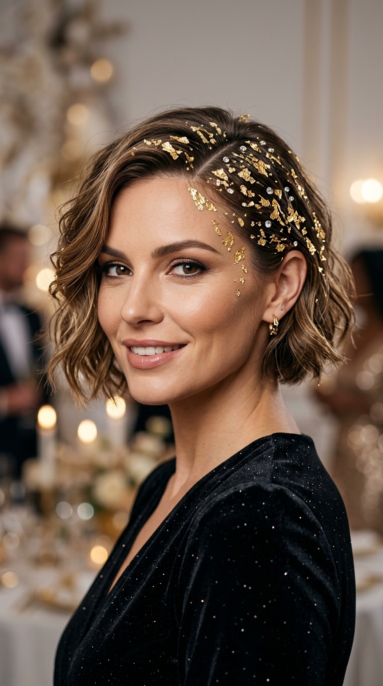 Deep Side Part with Gold Leaf