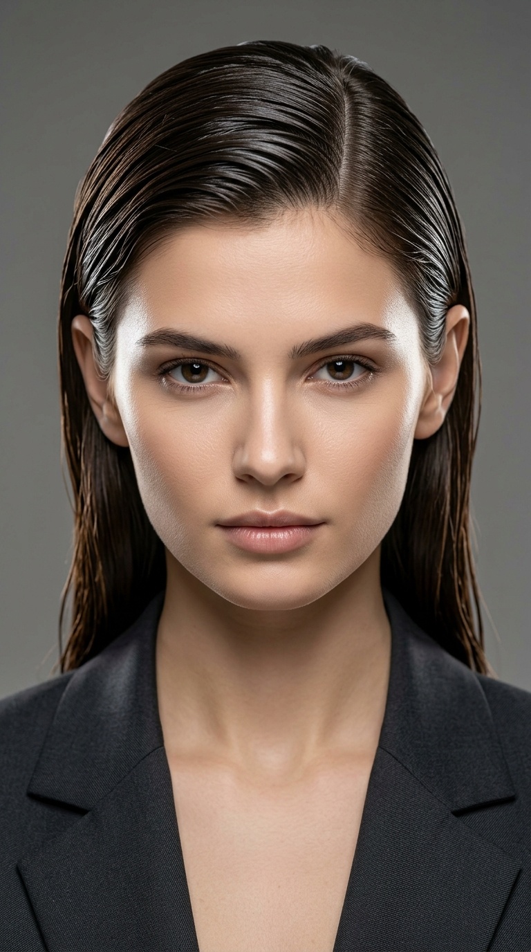 Deep Side Part with High Shine