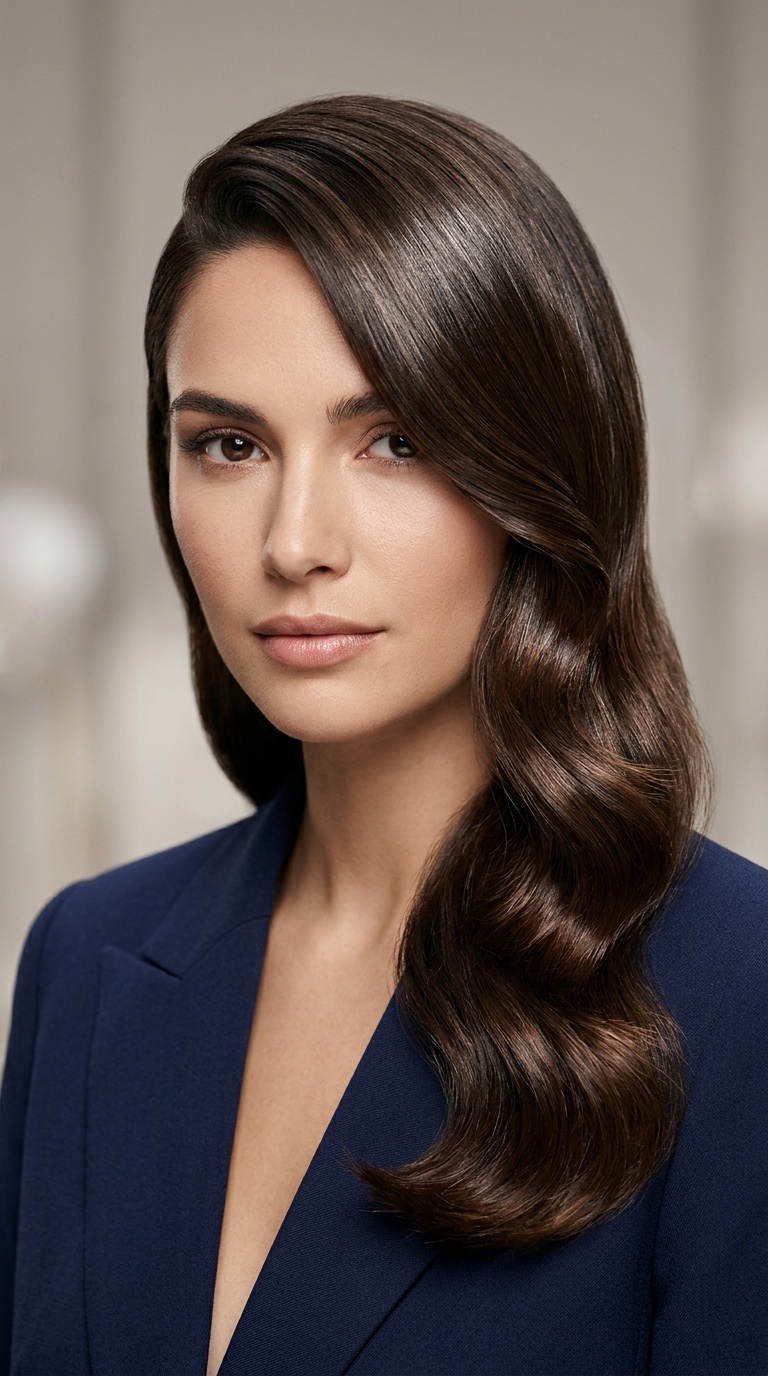 Deep Side Part with High Shine