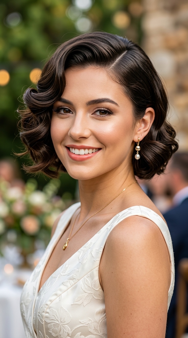 Deep Side Part with Hollywood Glamour