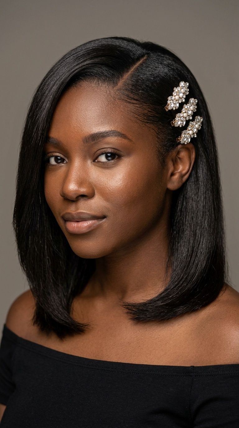 Deep Side Part with Jewel Clips