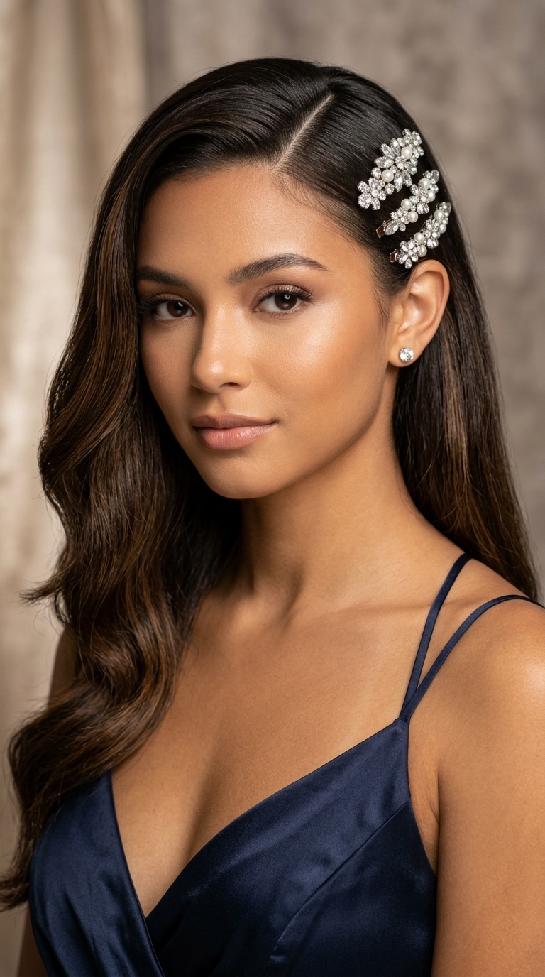 Deep Side Part with Jewel Clips